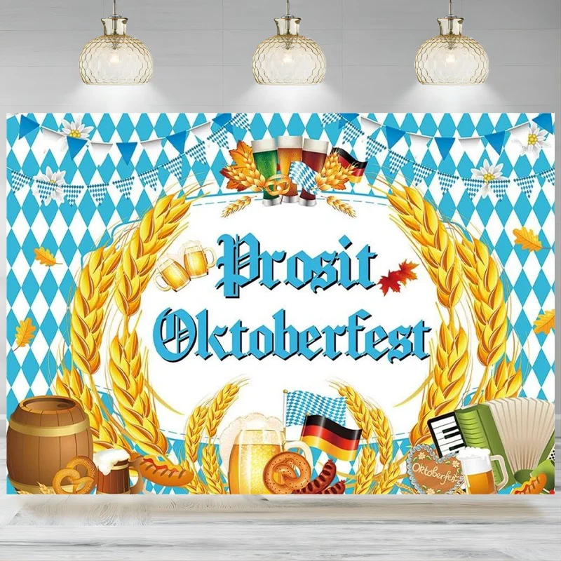 Oktoberfest Backdrop Photography Fall Bavarian Beer fest Celebration Background Theme Party Decorations Supplies Banner