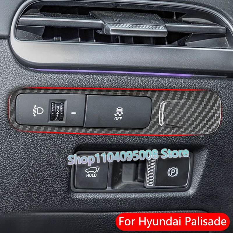 

For Hyundai Palisade 2020 2021 2022 2023 Car Head Lamp Headlight Switch Decoration Trim Frame Sticker Interior Accessories