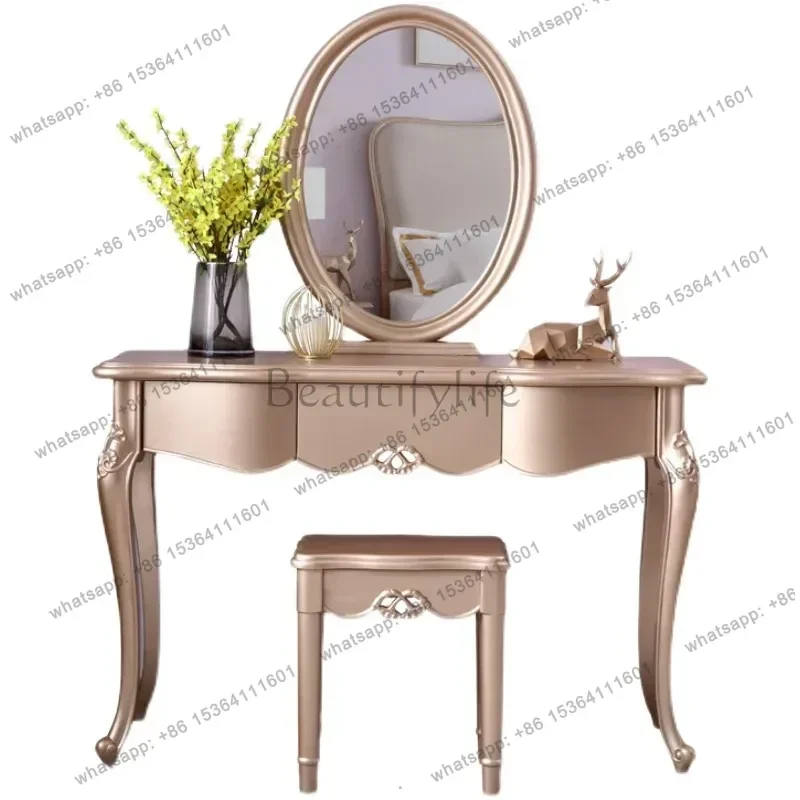 

12Wood Mirrors Dresser Modern European Women Stool Wood Dresser Sets Storage Luxury Girls Texture Coiffeuse De Chambre Furniture