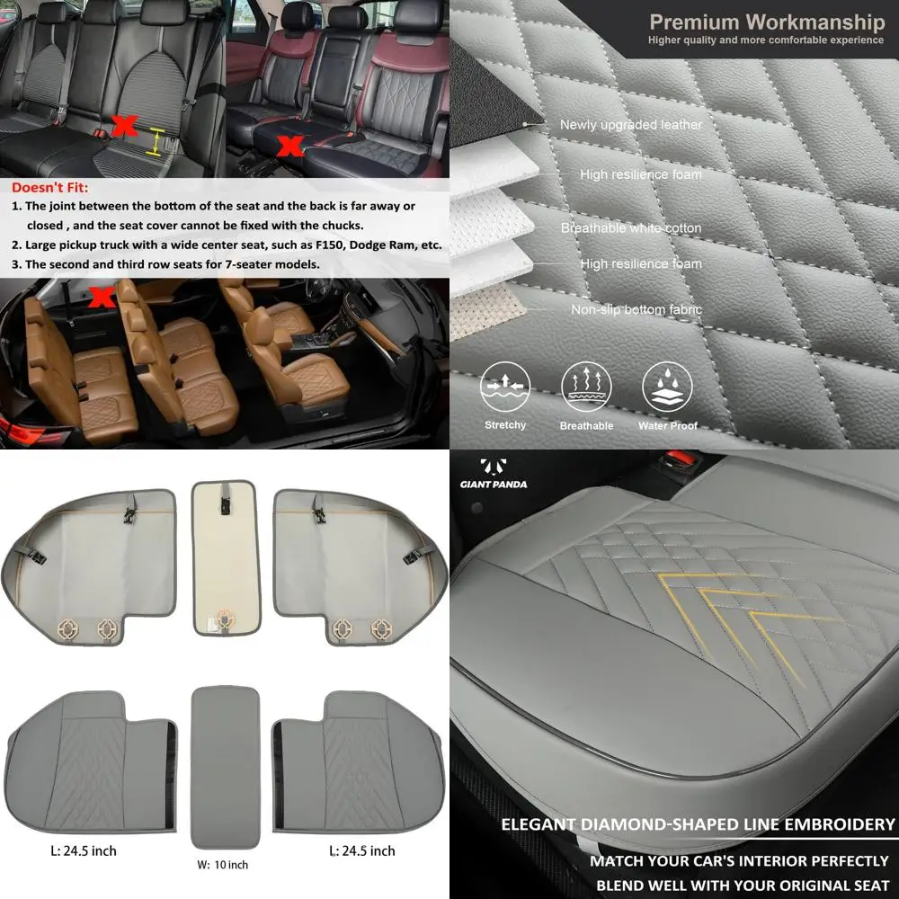 

Защитный чехол на заднее сиденье автомобиля из искусственной кожи премиум-класса, роскошный регулируемый противоскользящий чехол на сиденье с нижней скамейкой (49 ~ 59 дюймов), подходит для 90% Vehi