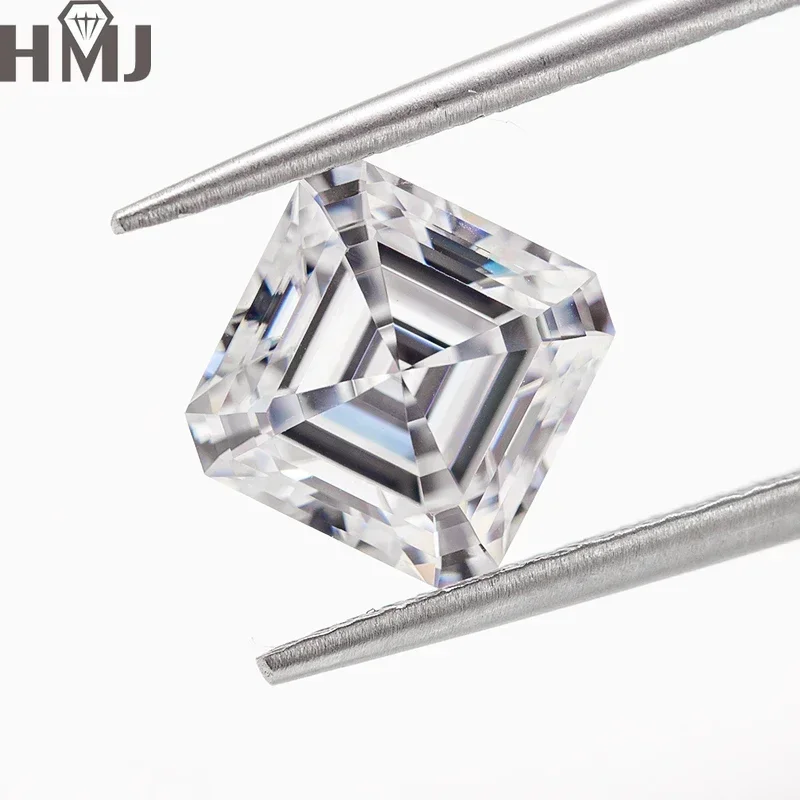 3EX  Moissanite Stones Factory Sale 0.15ct-10ct  Asscher Cut GRA Certificate Charms Beads for Jewelry Making