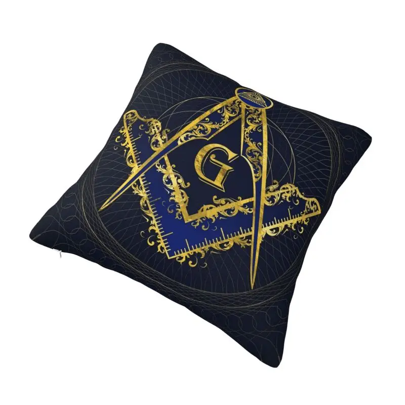 Custom Modern Freemason Mason Symbol Sofa Cushion Cover Velvet Classic Masonic Freemasonry Pillow Case