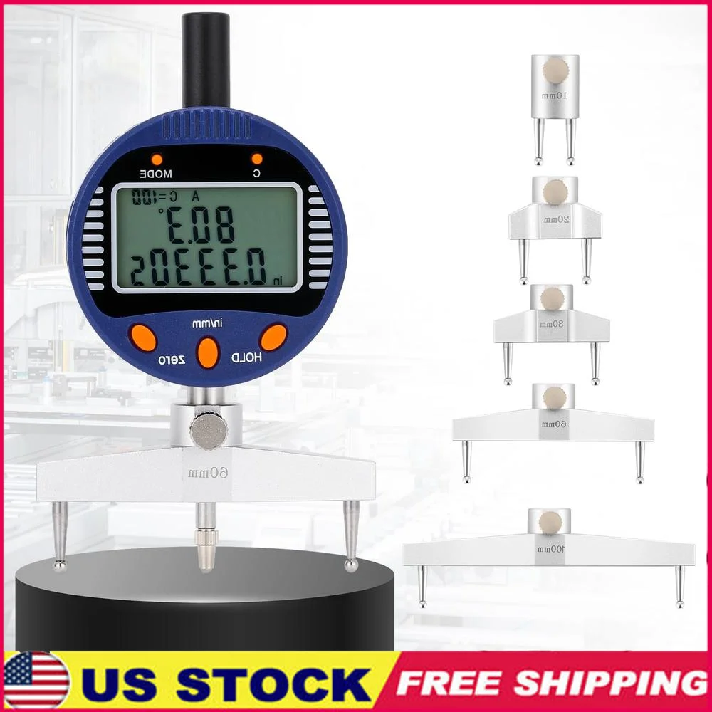 Radius Gauge Electronic Inside Outside Digital Dial Indicator Radius Gage 10/20/30/60/100mm Interchangeable Jaws High Definition