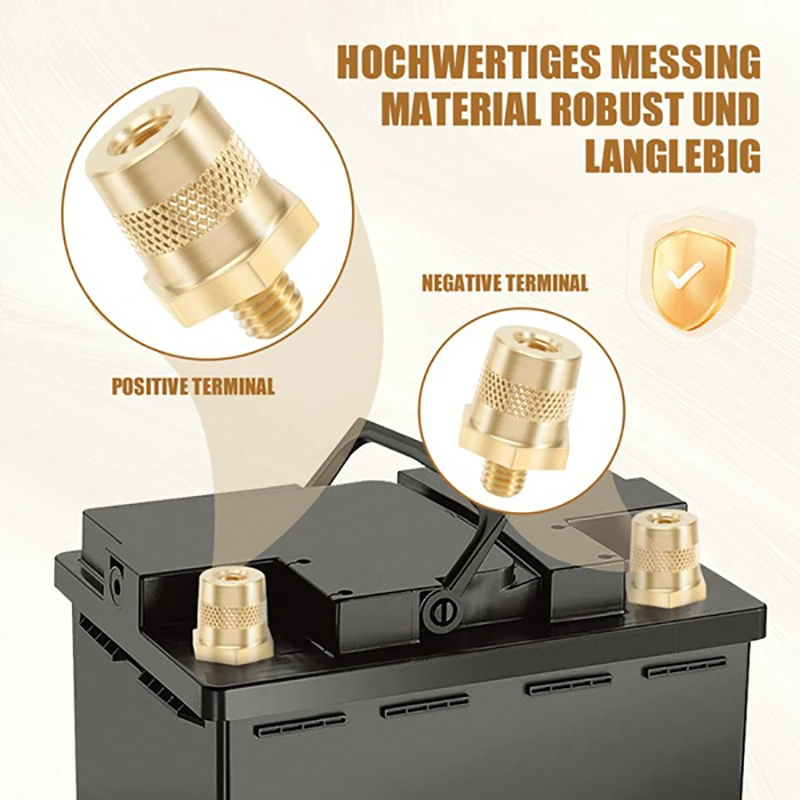 1Pair Brass Tone M8 Battery Pole Adapter Brass Terminal Bolt Connectors Car Battery Connection Terminals With Stainless Screws