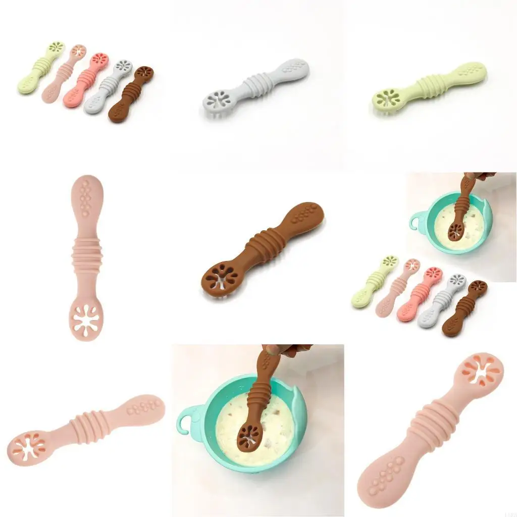 

Baby-Led Weaning Silicone Spoon Learning Feeding Training Utensils Newborn Tableware L8RB