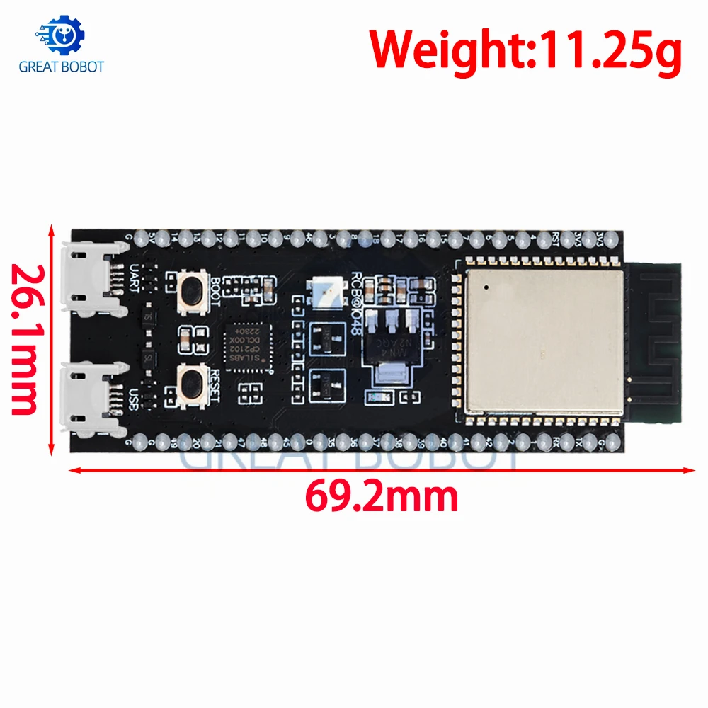 RCmall ESP32-S3-Dev-Kitc-1 N16R8 Development Board Wi-Fi+BLE MCU Module Integrates Complete Wi-Fi and BLE Functions 16MB Flash