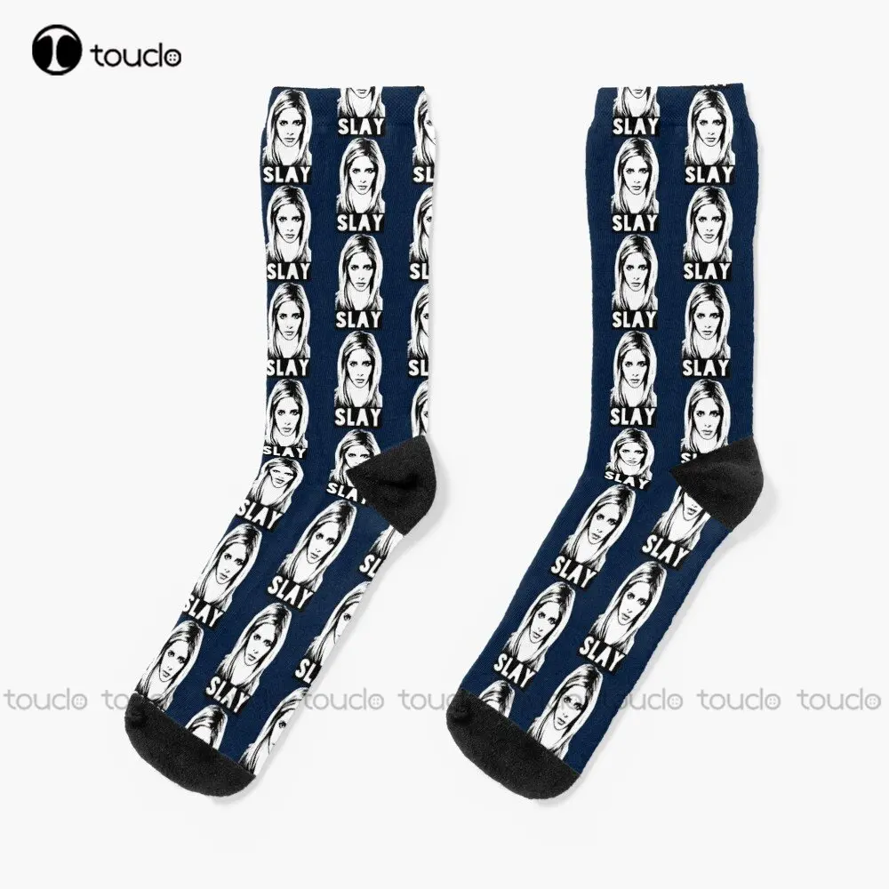 Slay! Buffy The Vampire Slayer Socks Long Socks 360° Digital Printing Personalized Custom Unisex Adult Teen Youth Socks