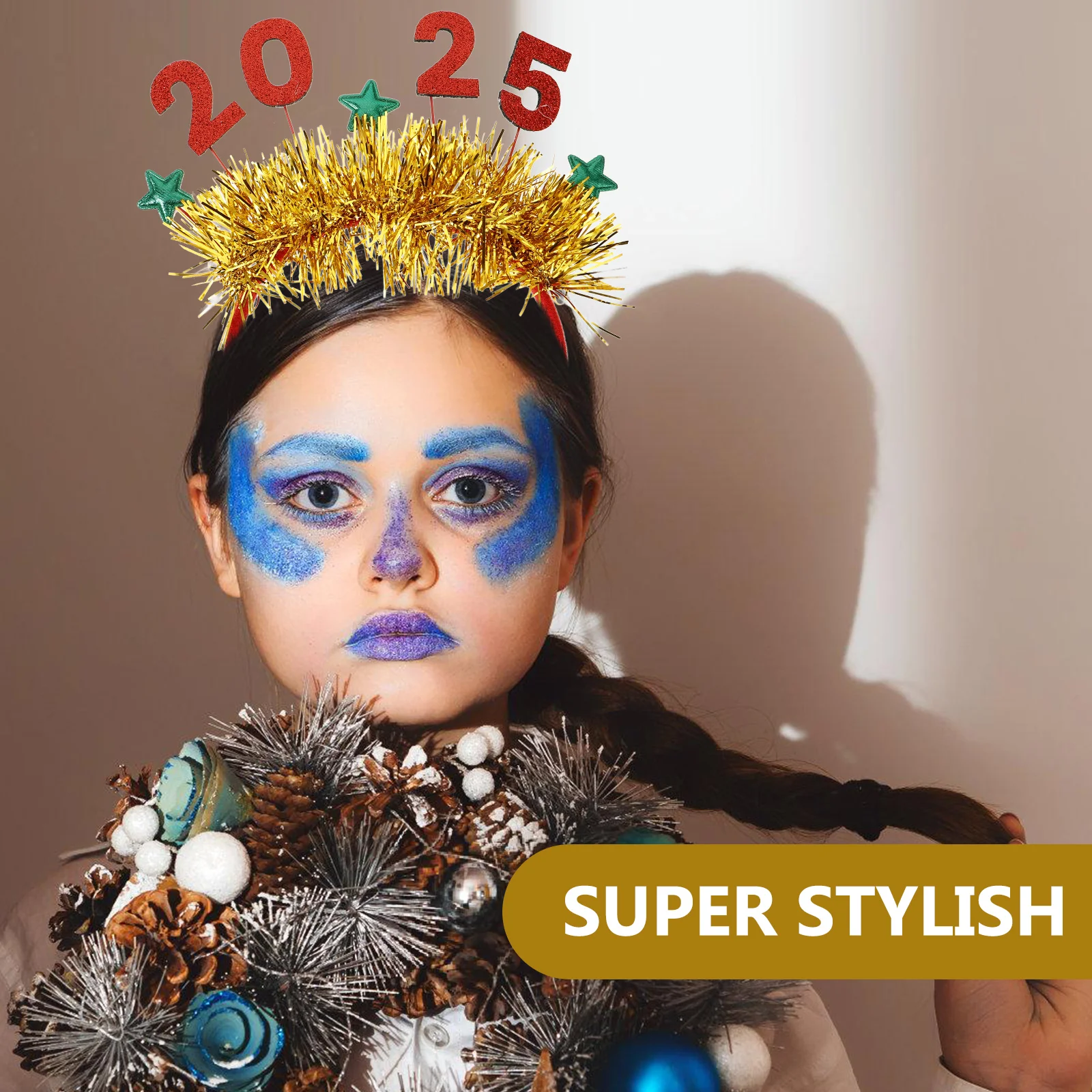 

Red Headband 2025 New Year Headwear Plastic Party Adult Hair Bands Reusable Cosplay Accessories Christmas Decorations