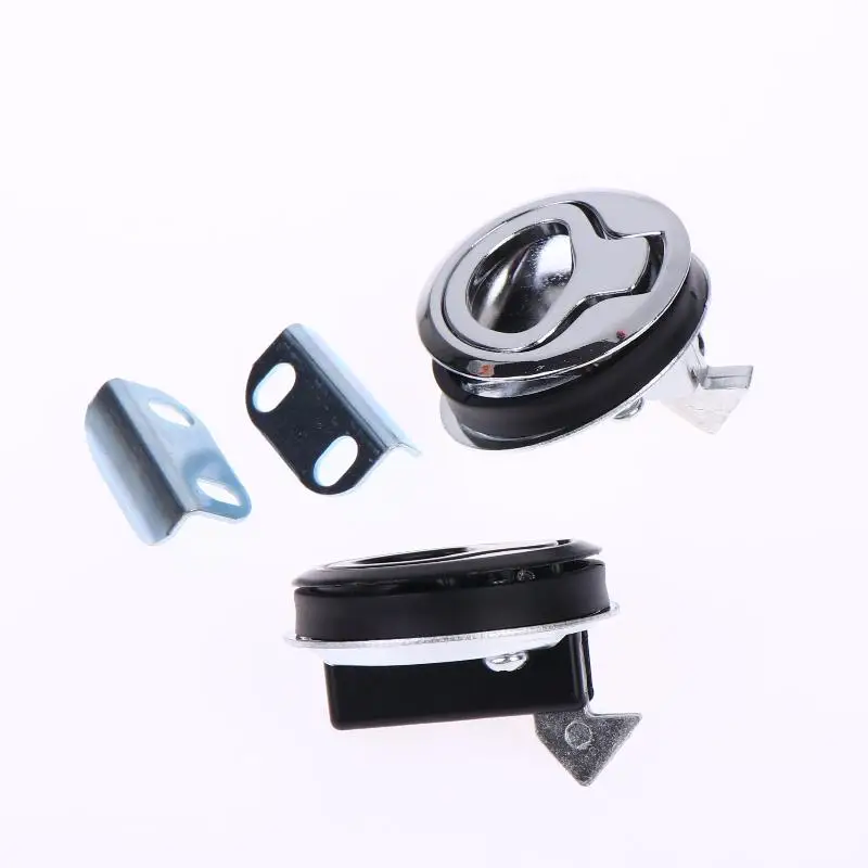 »1pcs new Round Flush Pull Slam Latch Non Key For RV Boat Marine Marine Deck Locker Steel Boat Flush Pull Hatch Slam Latch