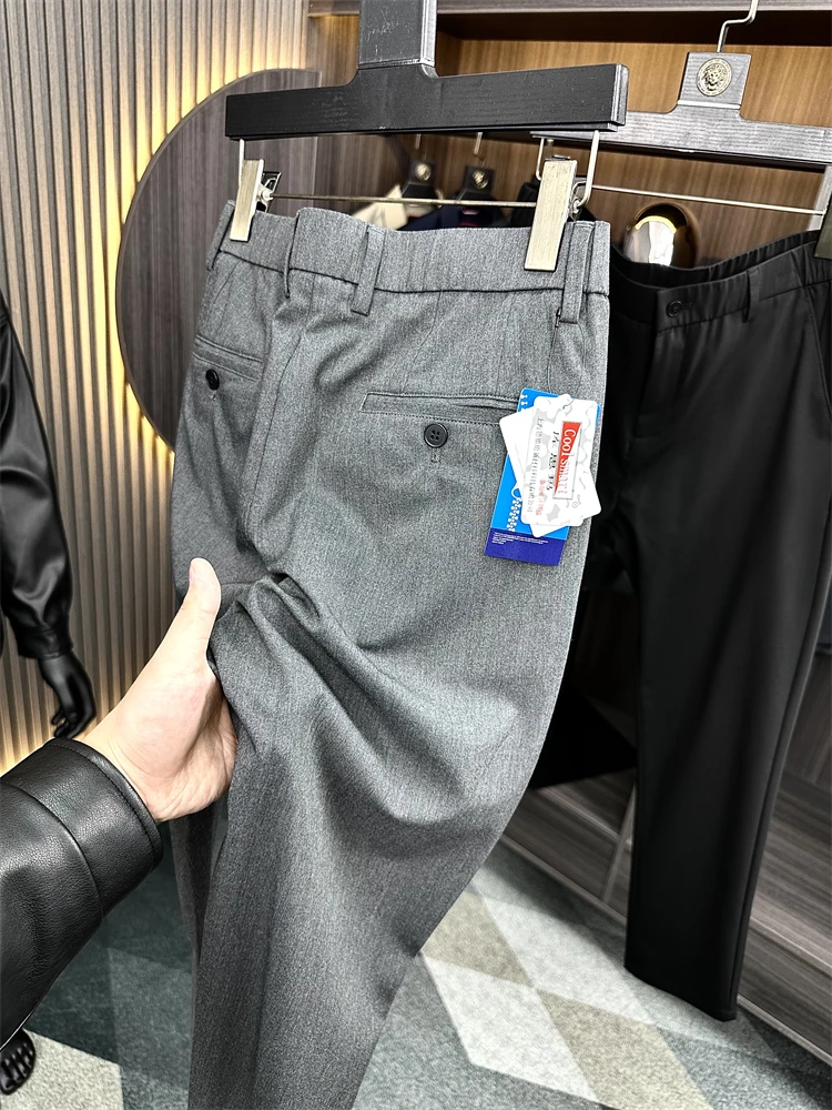

High-End Series Men's Pure Color Drapey Breathable Silk Lenzing Fiber West Pants Casual Business Style Fashion Urban Spring L...