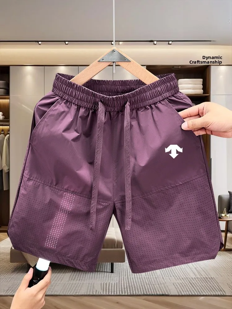 

Qui Dry Embroidered Men's orts Casual American Sle Beach Pants Breathable Me Summer New Arrival Loose Fit Couple's Pants