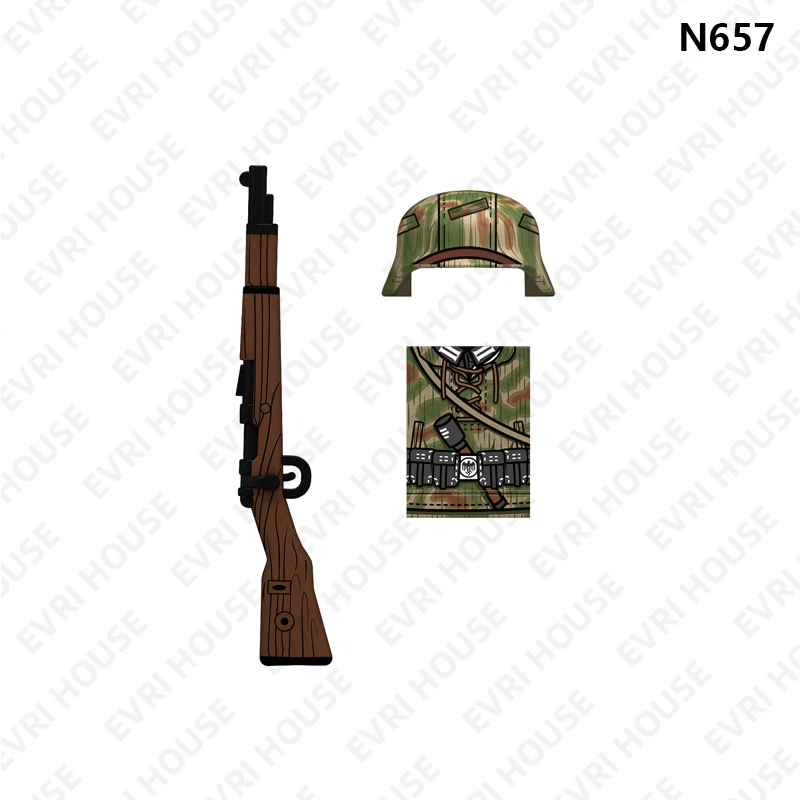 43er Sumpfkleidung Mini figurines briques bloc de construction poupées 98K MG42 MP40 STG44 jouets d'assemblage pour enfants N657-660