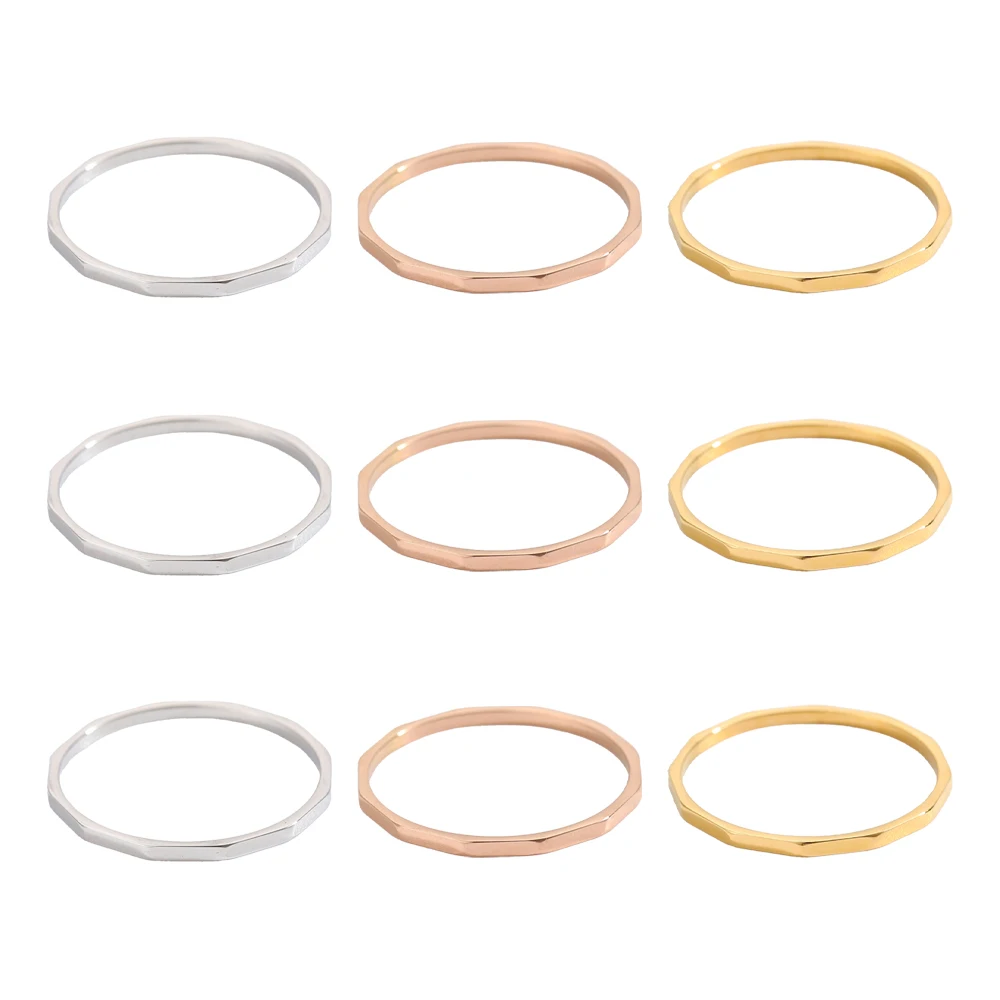 CARLIDANA Dainty Gold Plated Simple Rings Bamboo Texture Hammer Finger Stainless Steel Engagement Minimalist Ring for Women