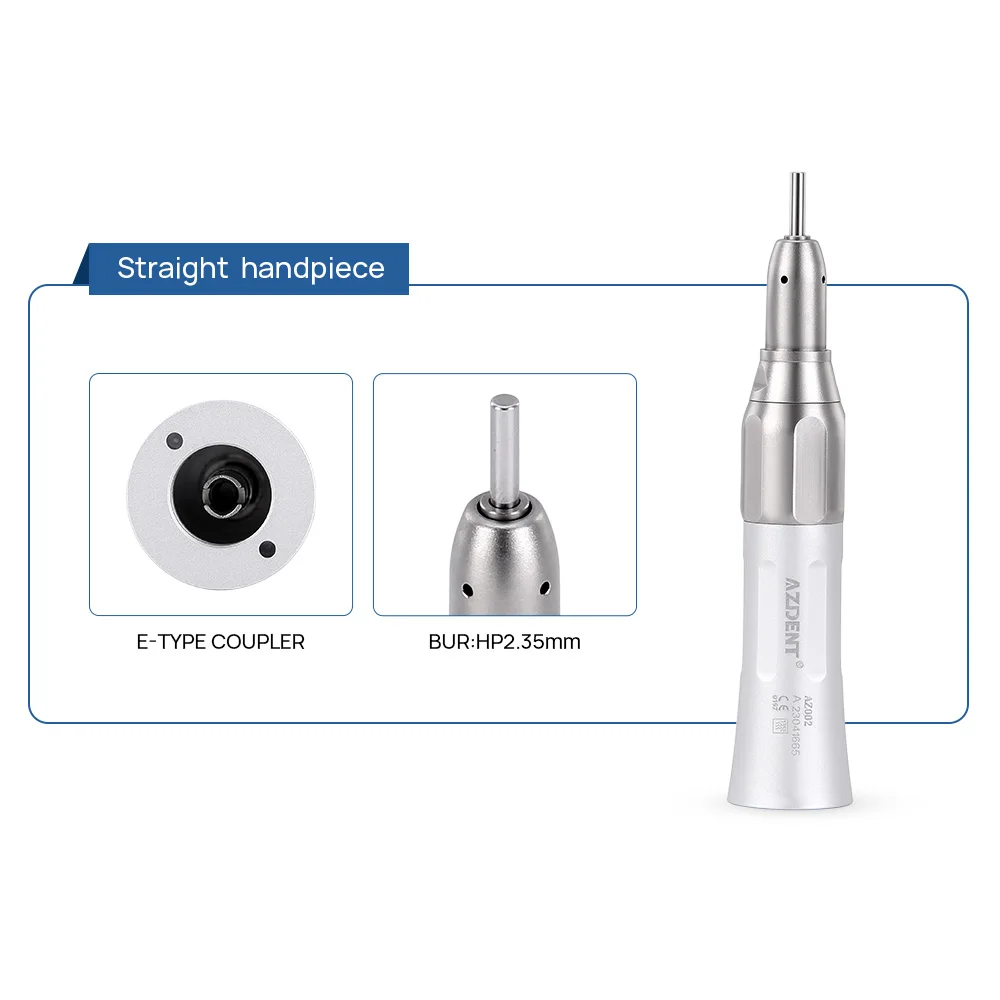 AZDENT Dental High and Low Speed Handpiece Kit Push Putton 1:1 Contra Angle Air Motor Set Standard High Speed Handpiece with LED