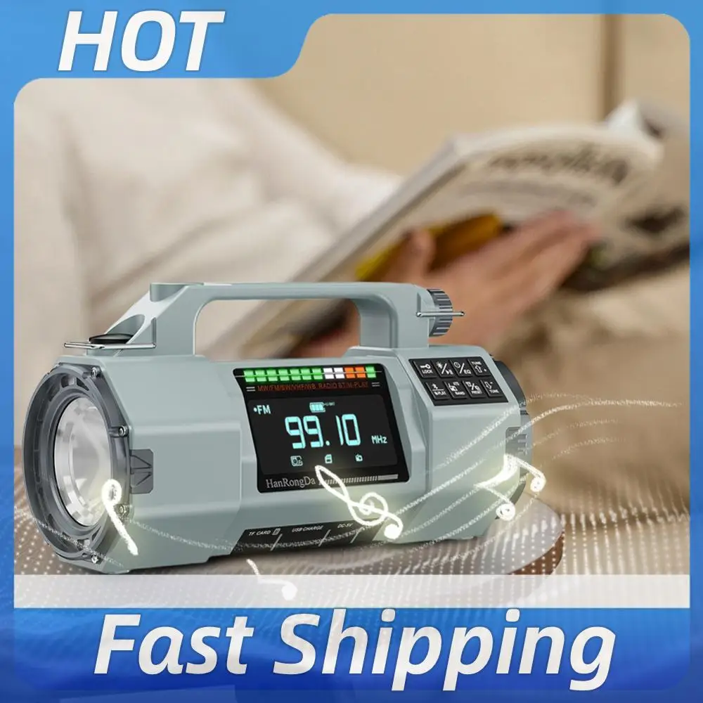

Emergency Hand Crank Radio FM/MW/SW/VHF/WB Solar Radio with SOS Alarm LED Flashlight BT Speaker for Home and Emergency