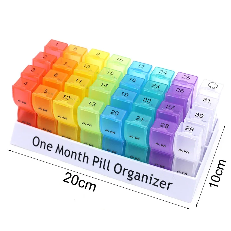 Monthly 31 Days Medicine Medical Pill Box Pill Case Storage Box Travel Medicine Box Holder Tablet Organizer for Vitamins