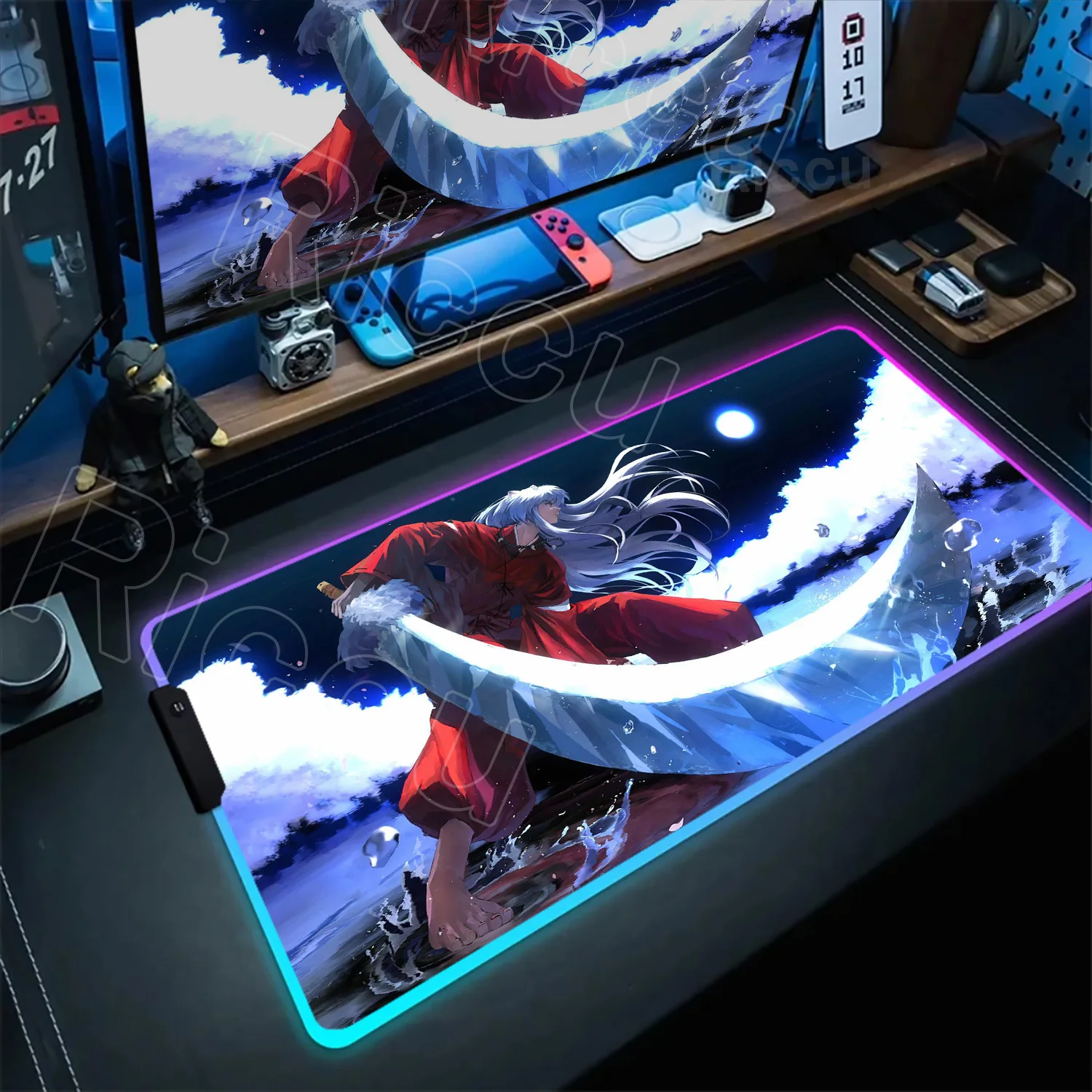 

Anime Inuyasha Mouse Pad XXL Laptop Gaming RGB Mouse Mat Mousepad Backlit Keyboard Laptop Gamer PC Anime Big Table Pads Desk Mat