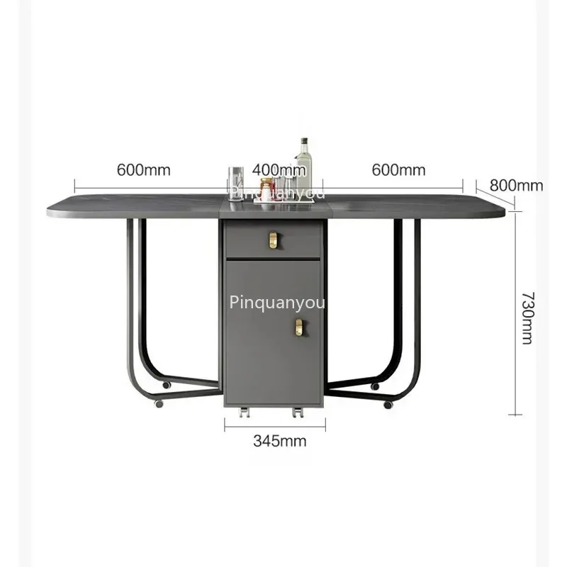 Tavolo da pranzo pieghevole con portaoggetti e 2 cassetti Tavolo da cucina versatile allungabile e sedie da pranzo pieghevoli mobili in metallo