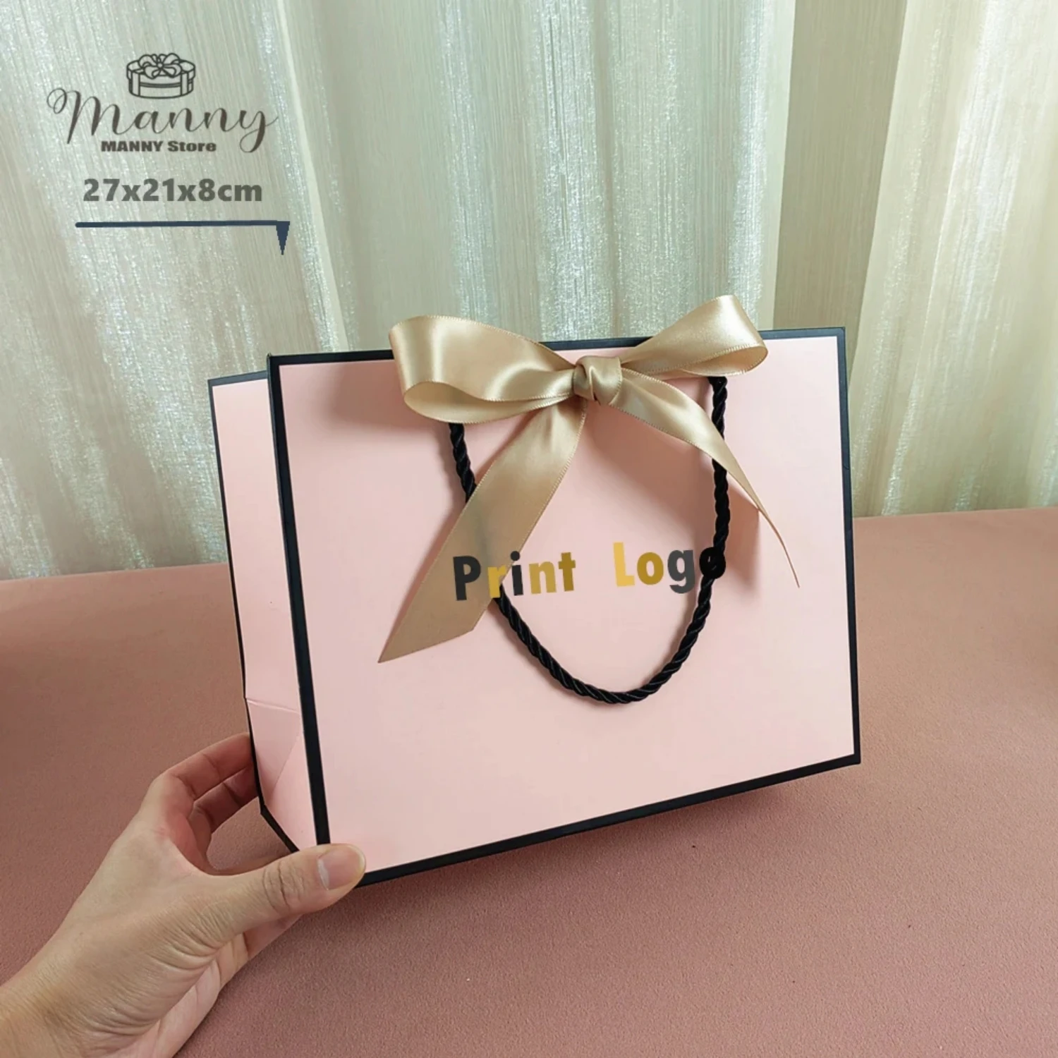 10 Stück benutzer definierte Logo Geschenk papier Paket Tasche für kleine Unternehmen Hochzeit begünstigt Valentinstag Geschenke Tasche Personal isierung Paket Taschen – Detail 3