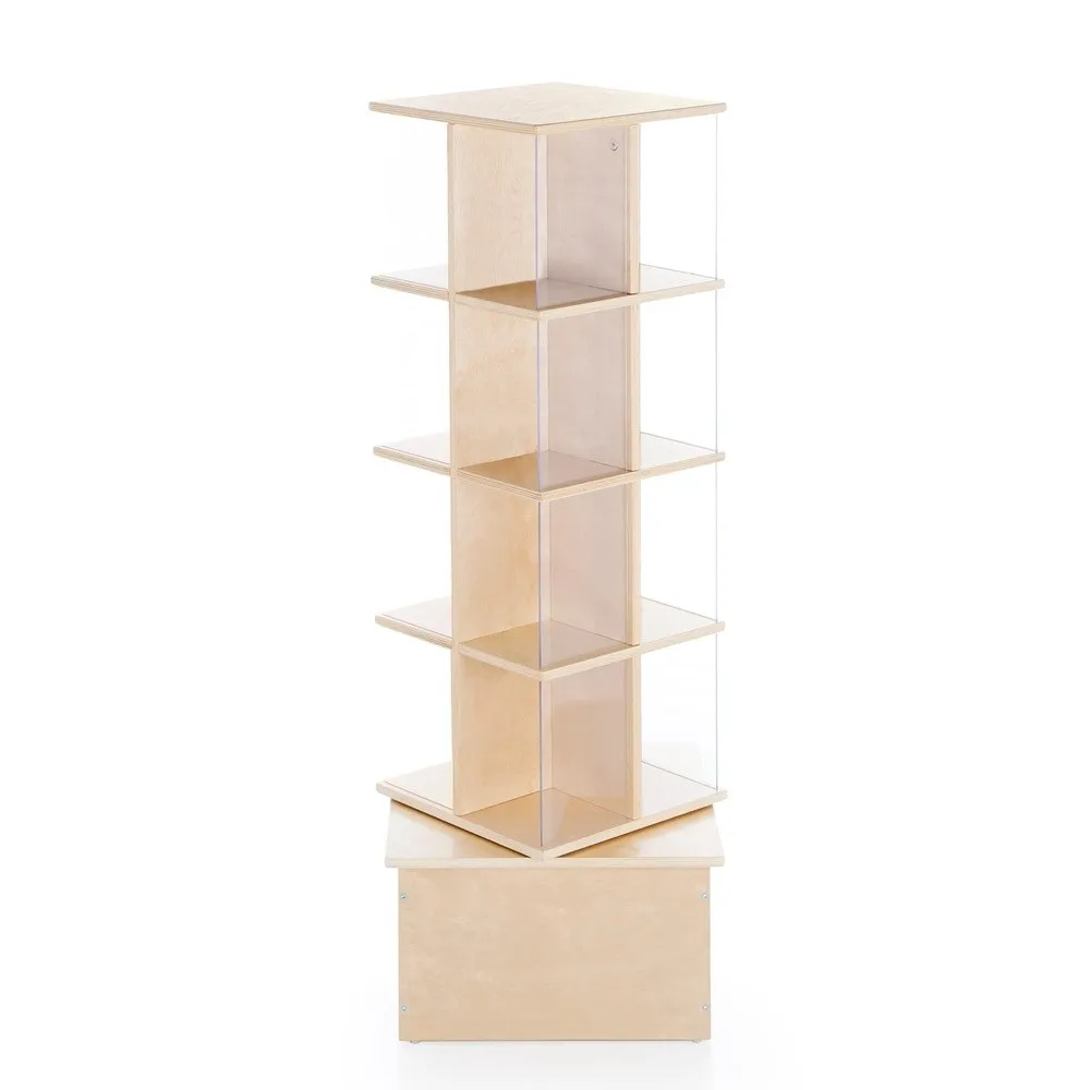 Guidecraft Floor Standing Rotating Book Display: Spinning Bookshelf Tower for Classroom, Kids Playroom, Library