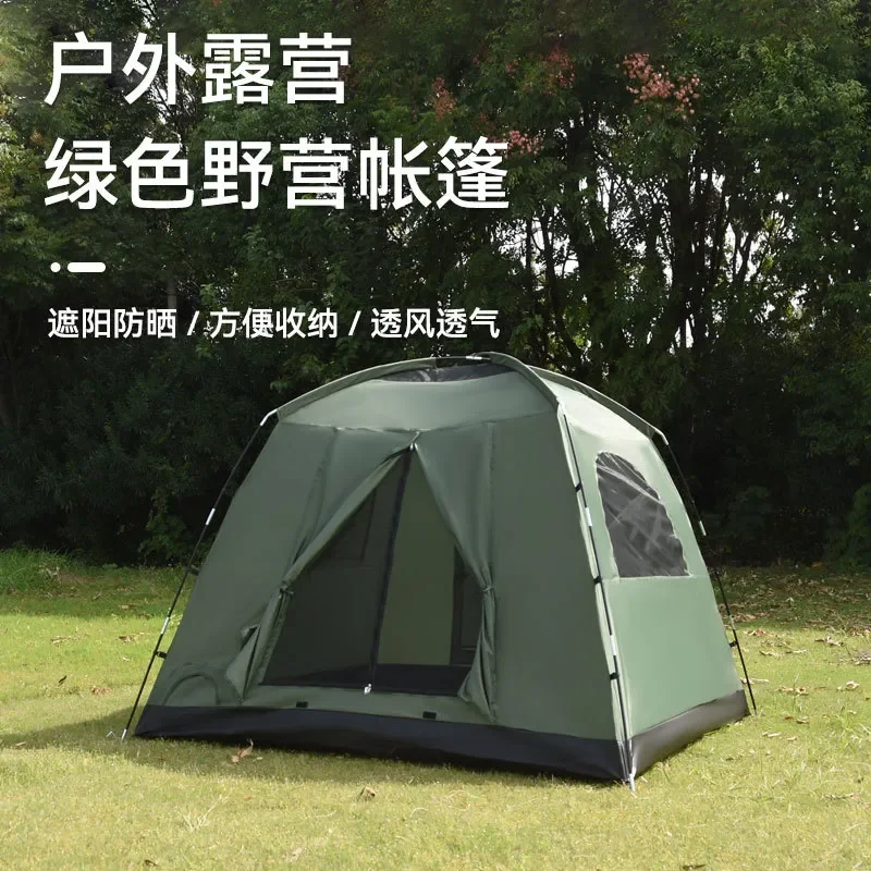 Single Layer Camping Tent Outdoor Thickened Breathable Gauze Family Shelter Rain Sun Protection Multi Person Leisure Hiking