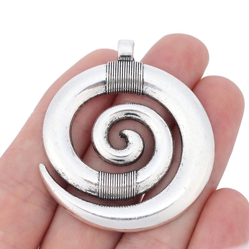 4pcs Antique Silver Color Mix Large Swirl Spiral Style Charms Pendants For Necklace Jewelry Making Findings 71x56mm