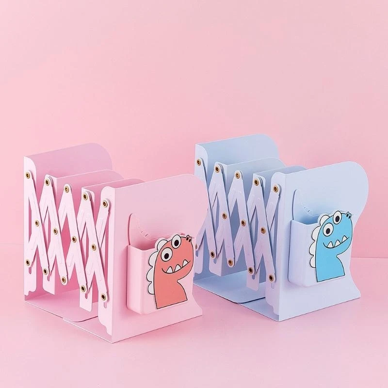 귀여운 확장 가능한 북 엔드 장식 3 그리드 금속 북 엔드 조절 가능한 책 스탠드 잡지 홀더 만화 펜 홀더 최고의 판매