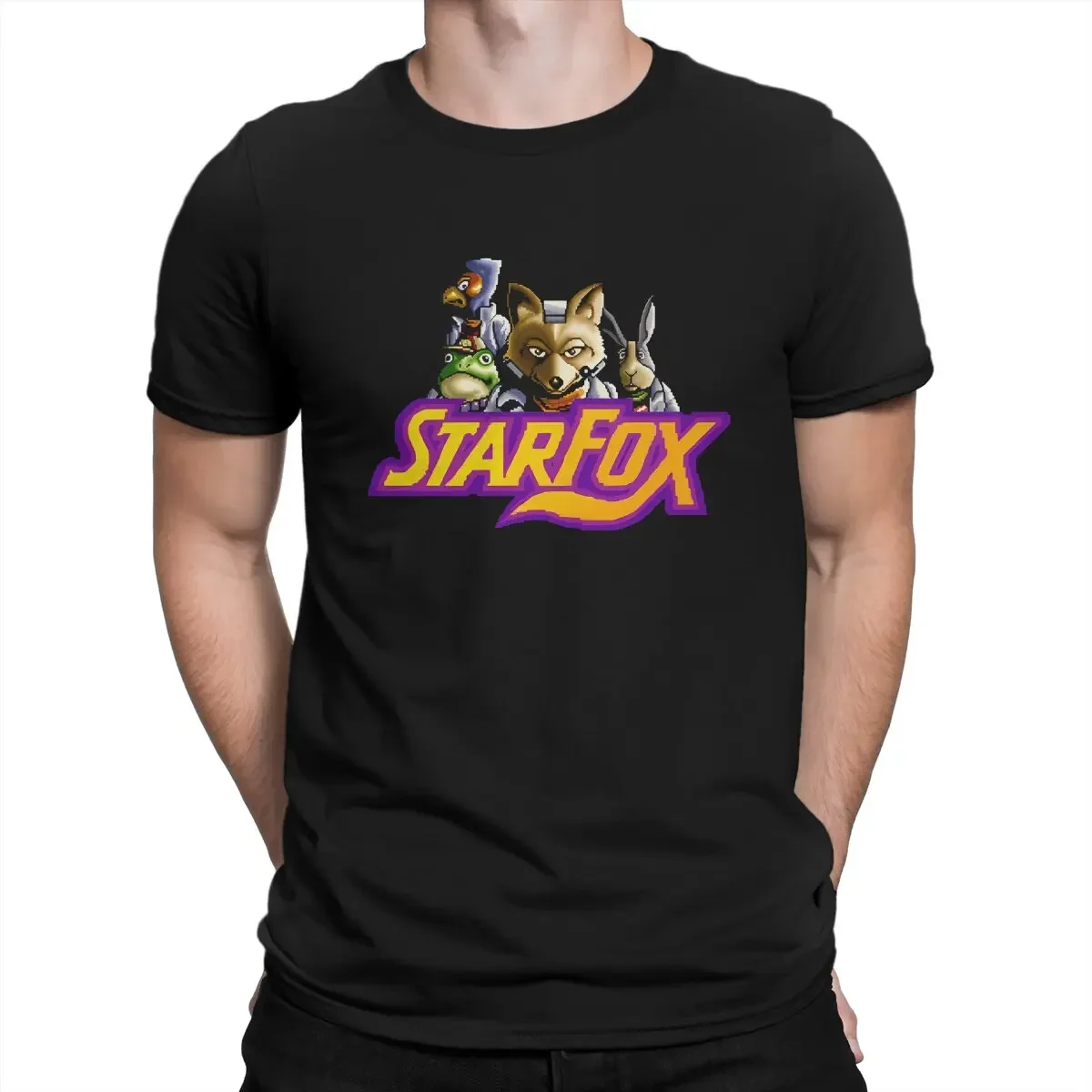 Starfox Sign T-Shirt Men Star Fox Game Vintage Pure Cotton Tees Round Collar Short Sleeve T Shirts Summer Tops