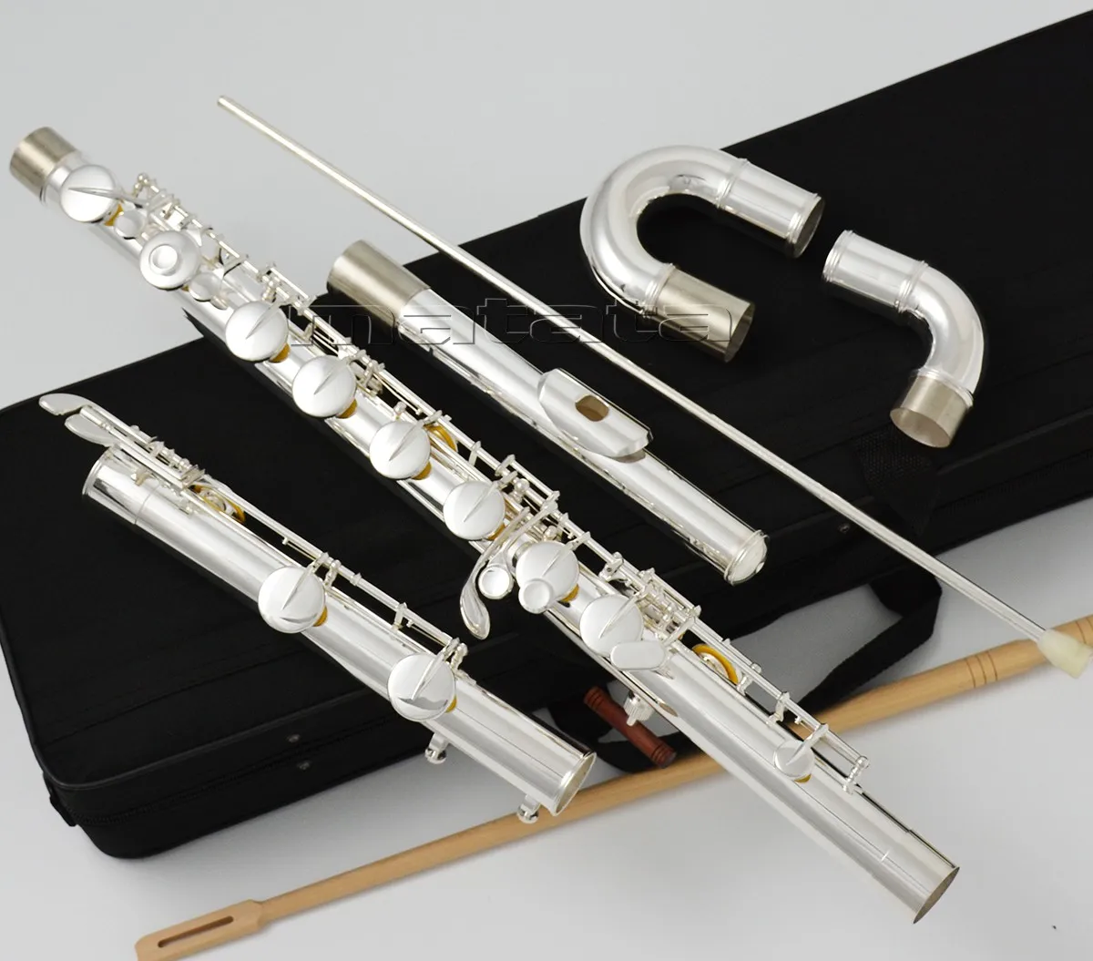 Fast Ship Vertically Playing Bass Flute C Key Silver Plated Italian Pad With Case