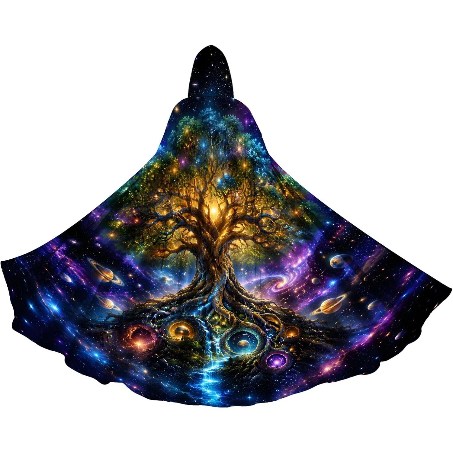 Hooded Robe Cloak for Men Women Thin Tie Hoodies Cape Halloween Witch Wizard Cosplay Costumes