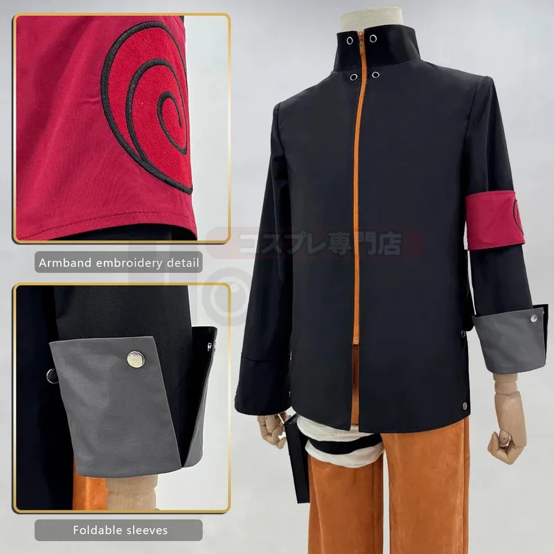 

Anime Uzumaki Cosplay Costume Adult Version Top Pants Headdress Waist Leg Bags Cos Convention Unisex Halloween Christmasa;6'x,9