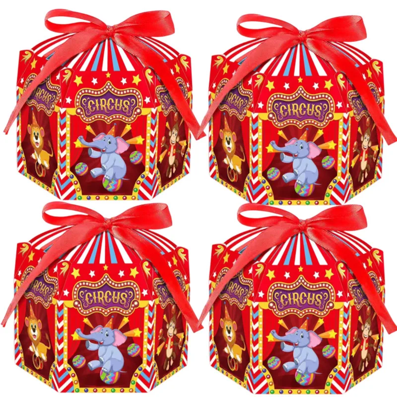 4/16Pcs Circus Carnival Party Candy Bag Animals Candy Box Kids Birthday Baby Shower Party Decoration Gift Bags Party Supplies