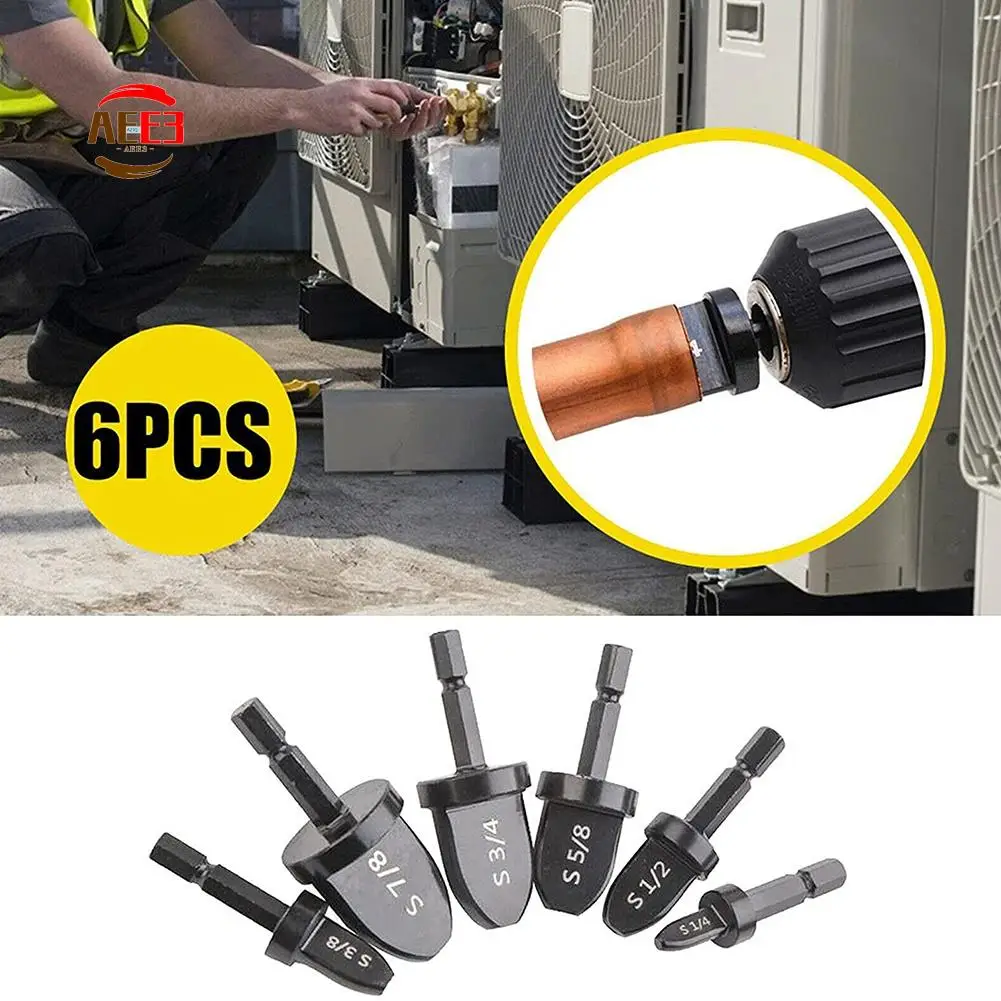 AEE3-Hex Handle Air Conditioner Copper Pipe Swaging Tool, Swaging Tool Drill Bit Set Tube Flaring Tool Expander Repairing Set