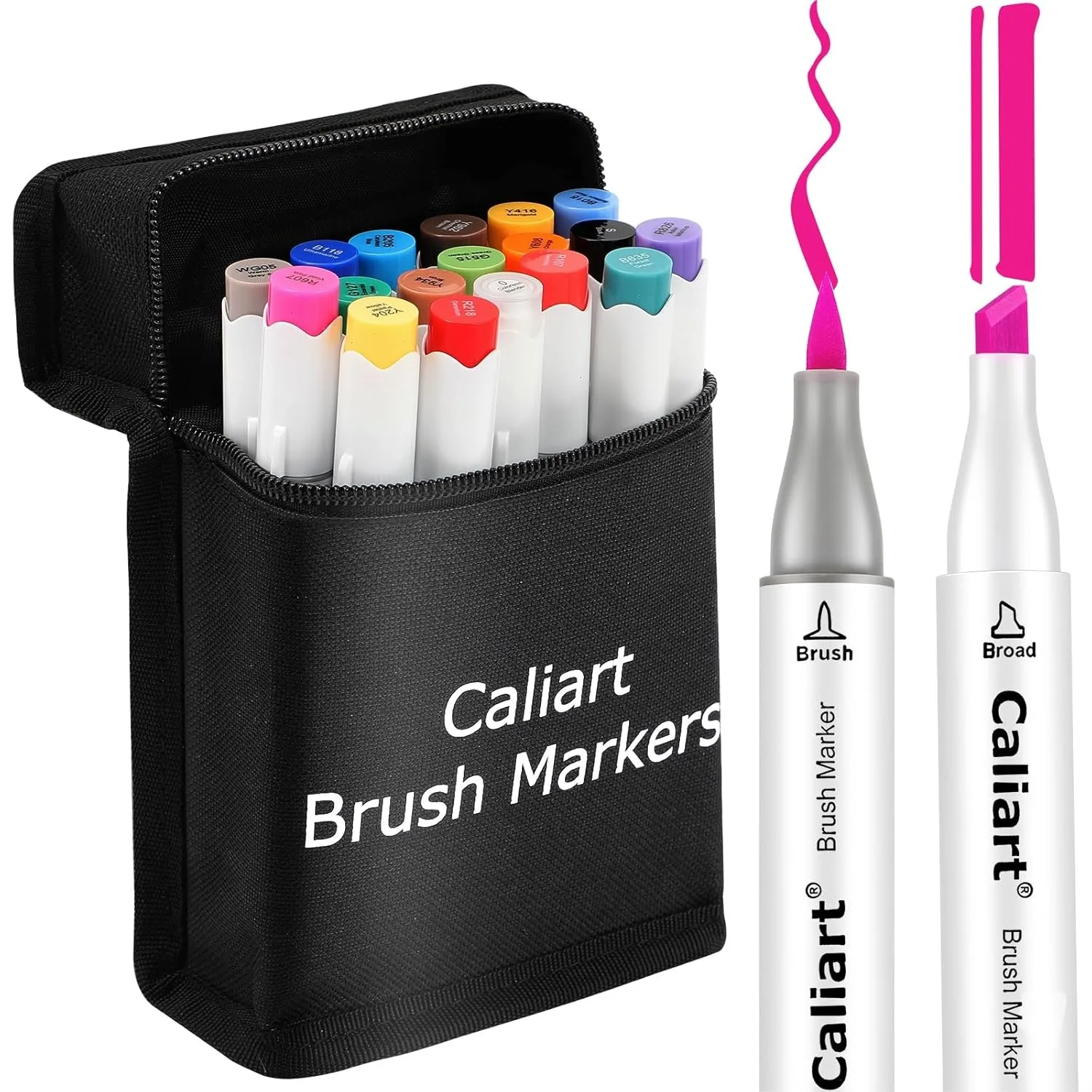 

Alcohol Markers Brush & Chisel 18 Colors Dual Tip Art Pens for Adult Coloring Book Artist Illustration Sketch Drawing Gift