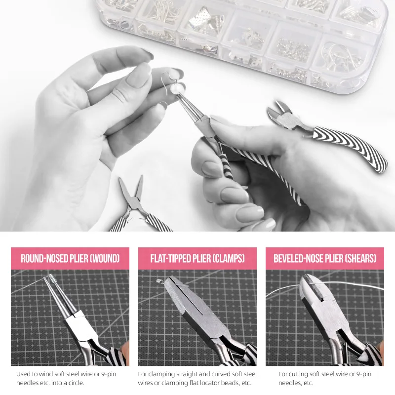 tool set zebra handle mini jewelry pliers braided beads Suitable for Hi-Spec 17-piece handmade DIY jewelry