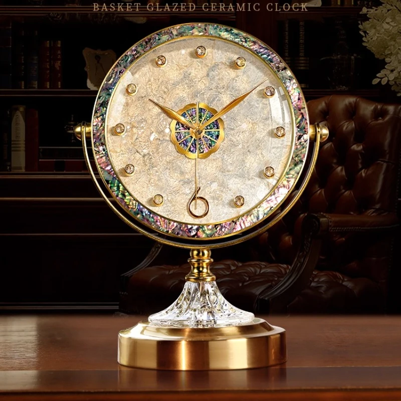 High-end Alloy Decoration Desk Clock Living Room Luxury Clock Mute Watch Nightstand Alarm Clock Restaurant Desktop Gadgets Table