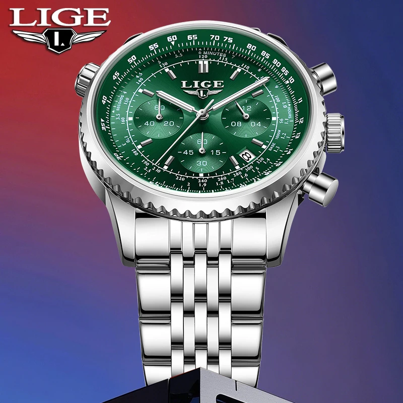 

Мужские часы LIGE 2026: модные деловые кварцевые наручные часы класса люкс, водонепроницаемые, светящиеся, с хронографом. Отличный подарок для мужчин.