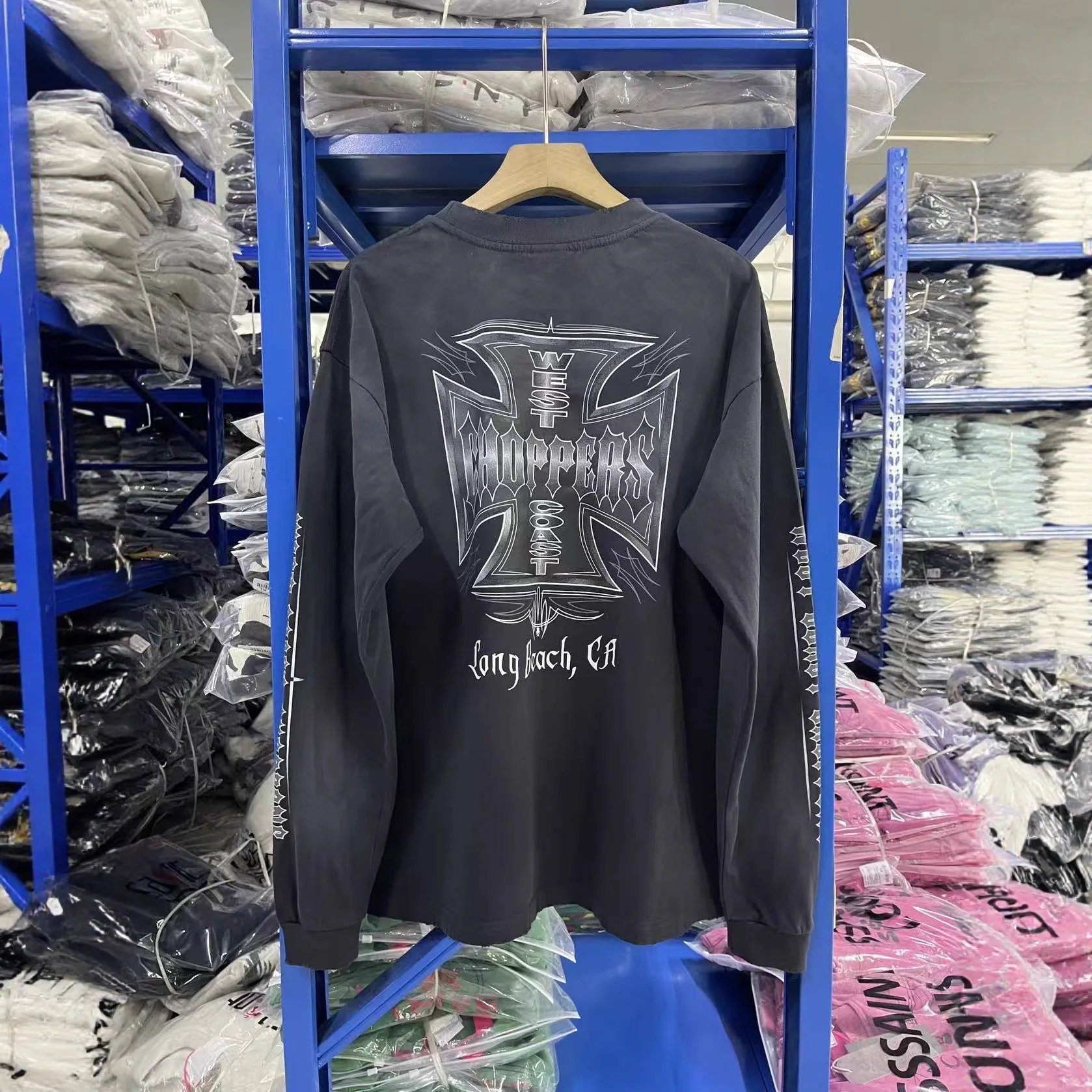 West Coast Choppers 26ss Iron Cross Vintage Washed Antique Long-Sleeved T-Shirt Trendy