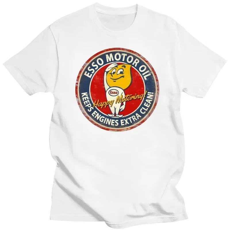 Esso logo retro gasoline engine oil T-shirt, pure cotton loose-fitting couple street style shirt  graphic t shirts