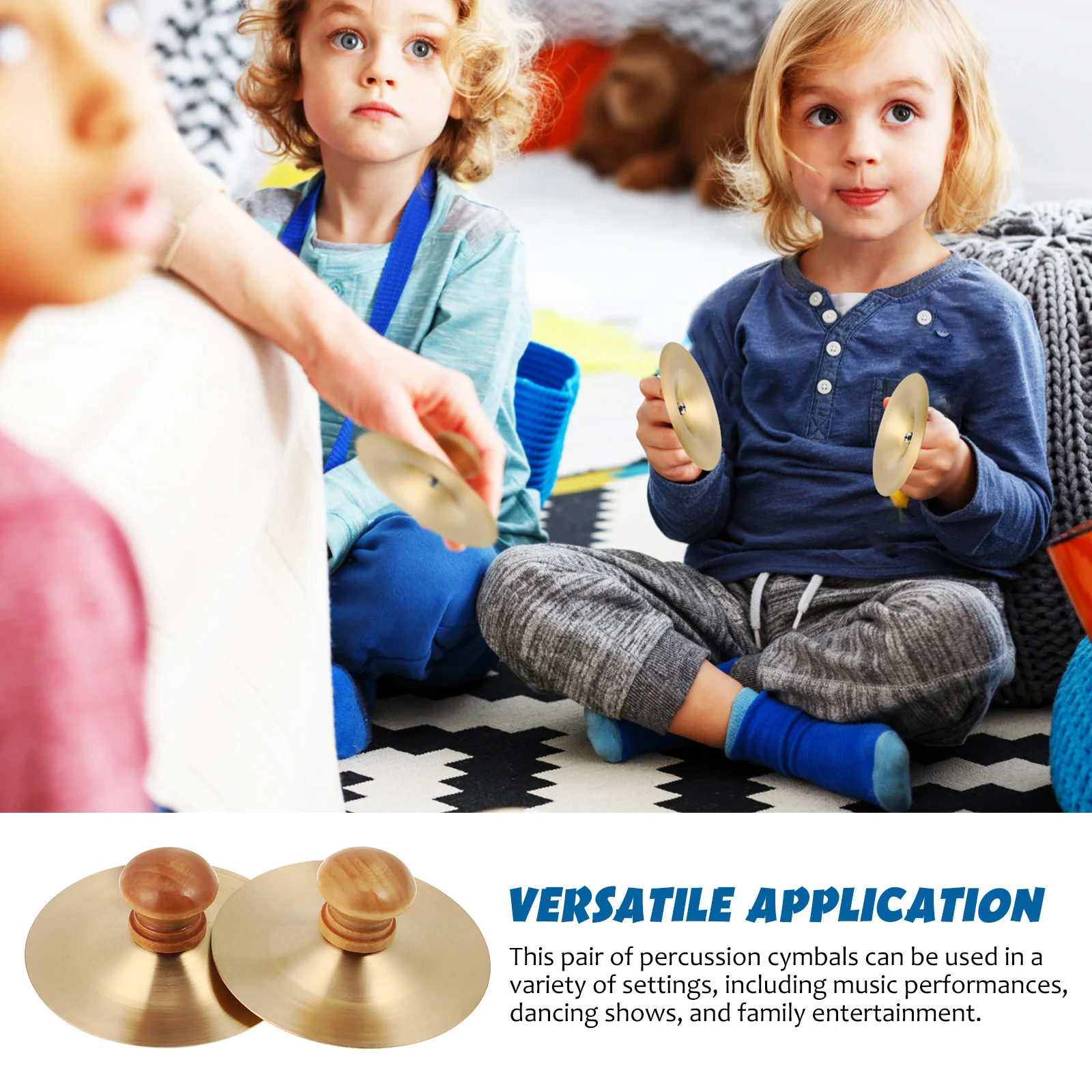 

1 Pair 7CM Children's Bronze Cymbal Instrument Finger Percussion Metal Portable Hand Cymbals for Dancing Shows Family