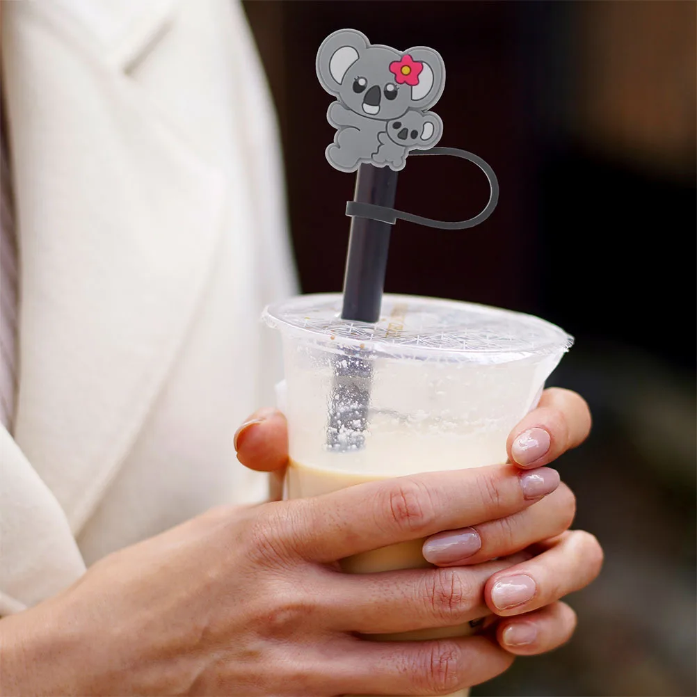 

12Pcs Cute Straw Topper Set for 7-8Mm Straws Silicone Reusable Covers for Juice Milk Tea Decorative Drinking Cap Protector