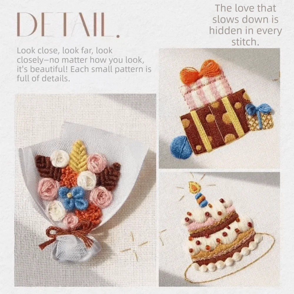 Happy Birthday Pre-Printed Pattern DIY Embroidery Craft Kit Creative Wooden Frame Cross Stitch Supplies Beginner Friendly