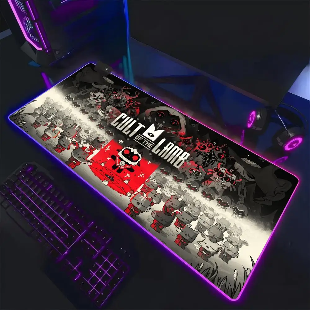 Cult of the Lamb Mouse Pad RGB,Gaming Mat Led Mousepad，Extended,Large RGB Mat,SoftPad,DeskMat,Glowing Pad