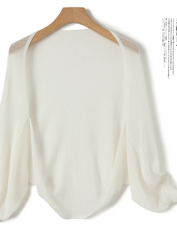 

Sun Protection Silk Knitted Open Cardigan Women's Strap Dress Outer Shawl Knitted Air Conditioning Cover up Top