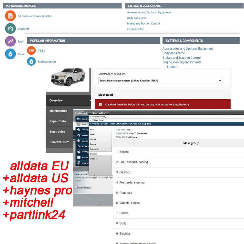 Alldata 2025 Online Software Combination Packages Alldata Hay-nes Pro Mitchel-l Partlink24 5 In 1 Repair Automatic Update