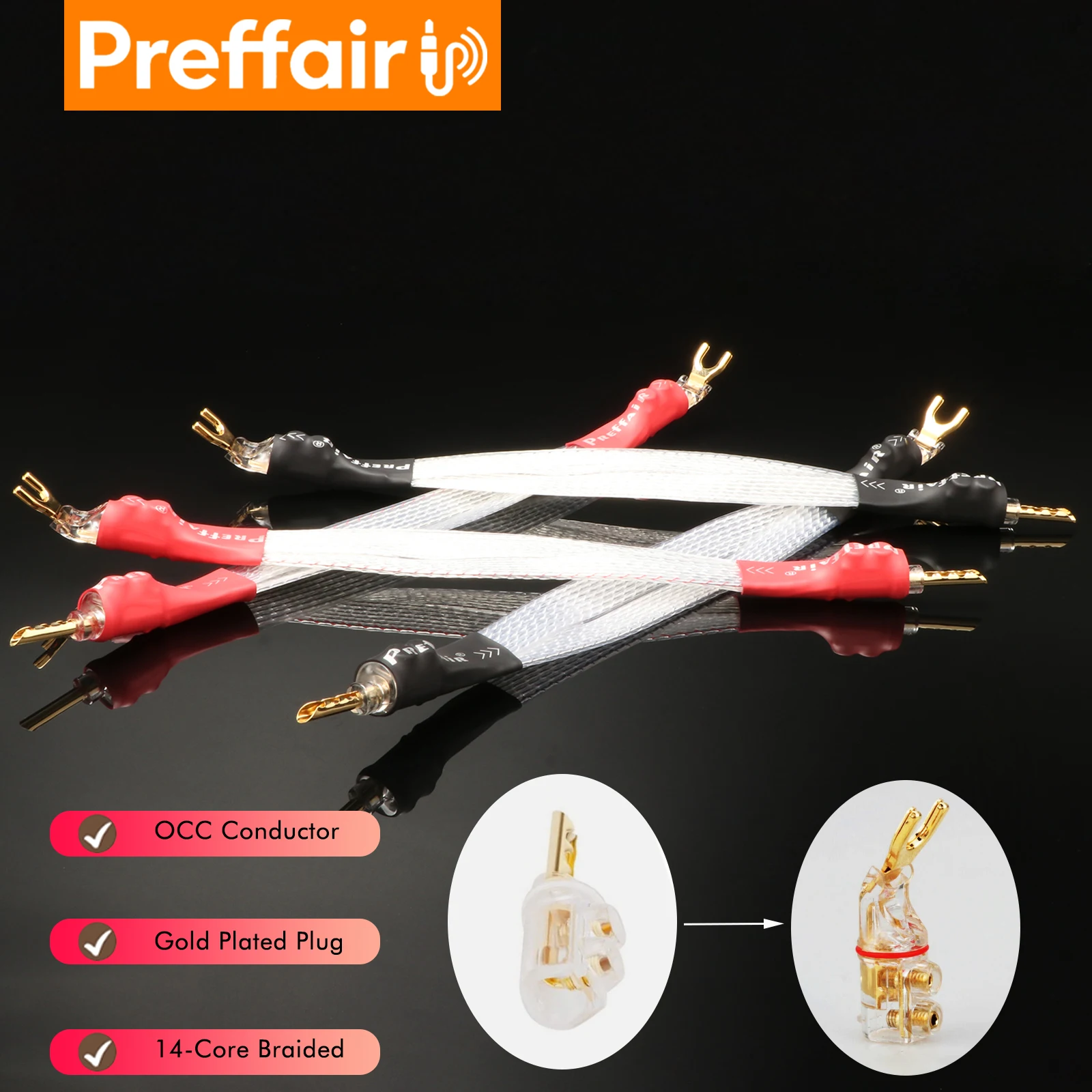 4PCS Jumper Cable hi-end Speaker Bridge Cables 6N OCC Silver Plated Gold Plated Banana / Y-shaped Plug