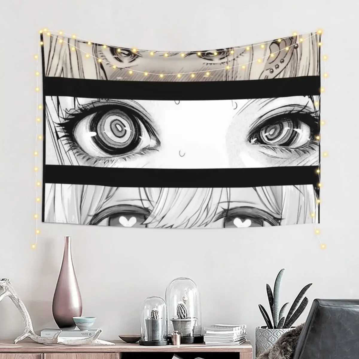 Lewd Manga Monochrome Eyes Bundle Tapestry Outdoor Decor Wall Decor Hanging Wallpapers Home Decor Room Cute Tapestry