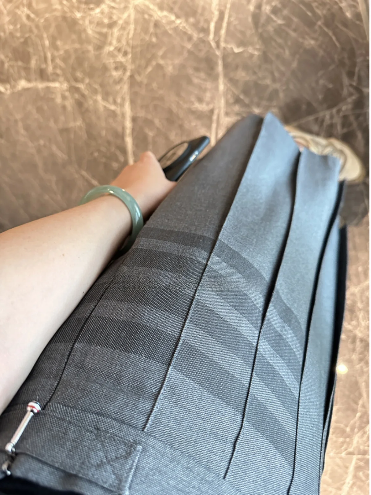 

Deep ey A-Line Knee-Length Pleated Skirt Ele College Sle High Waist Wool Fabric Street Sle Women's Faion