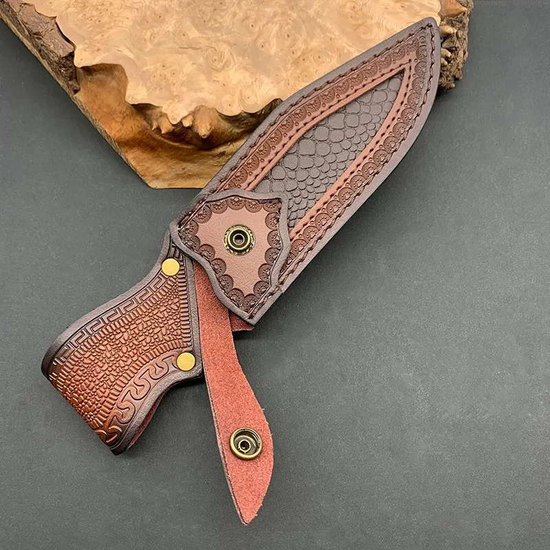 Outdoor Straight Knife Cover,  Two Layers Leather Sheath Universal Knife Cover for Protect and Carry (Knife Not Included)