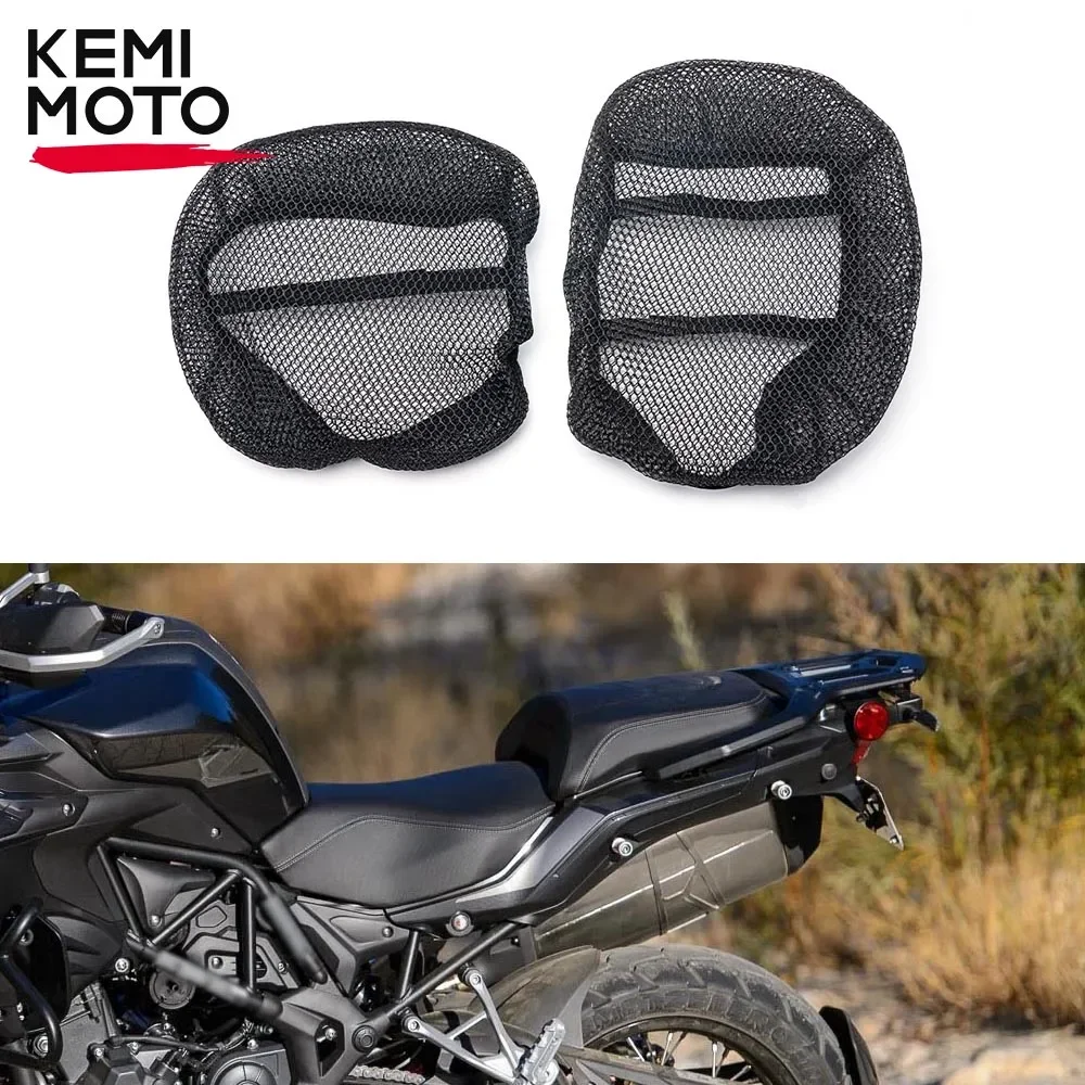 

For Benelli TRK 502 502X Cushion Seat Cover 2PCS Anti-Slip 3D Mesh Fabric Breathable Waterproof TRK502 TRK502X Black Accessorie